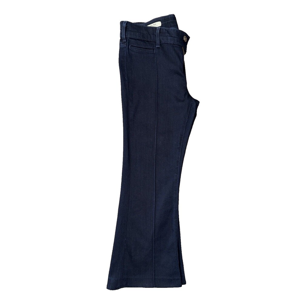 AG Adriano Goldschmied The Mia Cropped Pin Tuck Flare Jeans Navy Made USA 26 - Picture 2 of 15